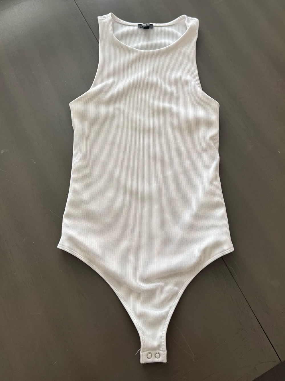 Express White Ribbed Sleeveless One-Piece Bodysuit